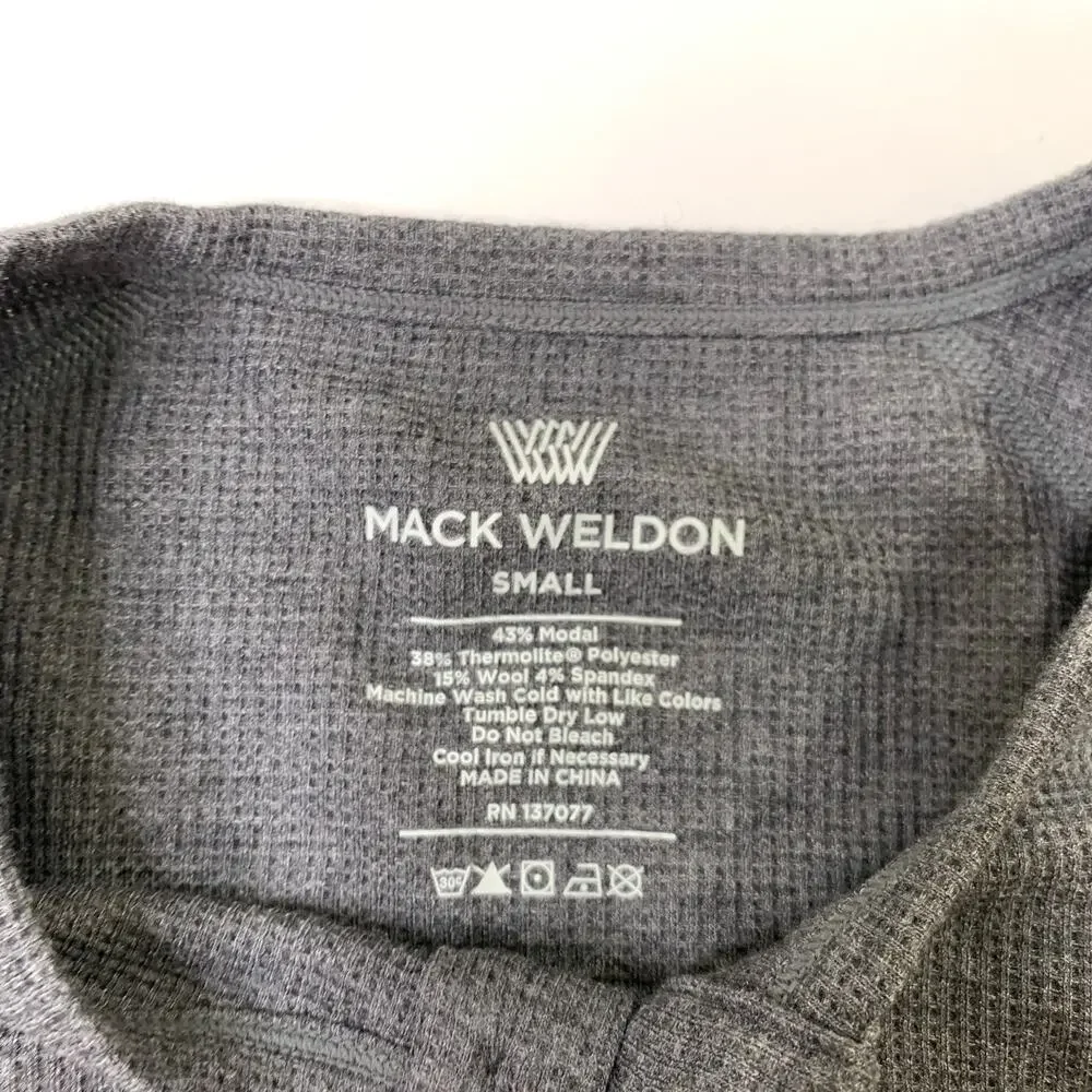 Mack Weldon Sweater Mens S Small Gray Warmknit Waffle Henley Modal Wool Blend